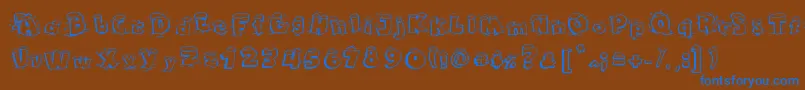 Maple3Cartoon-Schriftart – Blaue Schriften auf braunem Hintergrund