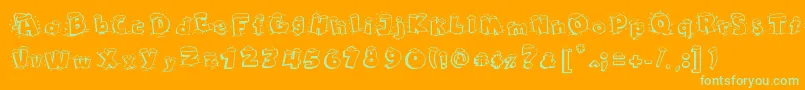 Maple3Cartoon-Schriftart – Grüne Schriften auf orangefarbenem Hintergrund