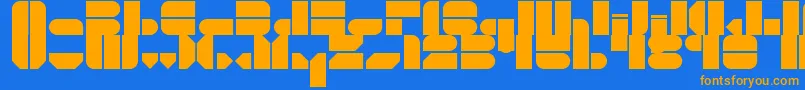 NussMotorsports-Schriftart – Orangefarbene Schriften auf blauem Hintergrund