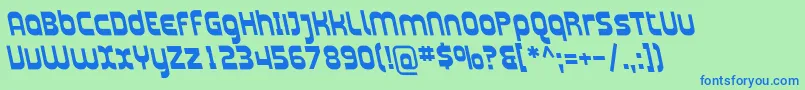 PlasmaticaRevBoldItalic-fontti – siniset fontit vihreällä taustalla