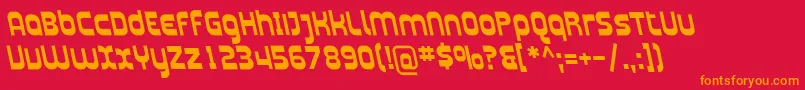PlasmaticaRevBoldItalic-fontti – oranssit fontit punaisella taustalla