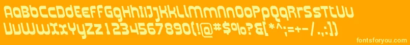 Fonte PlasmaticaRevBoldItalic – fontes amarelas em um fundo laranja