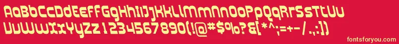 PlasmaticaRevBoldItalic-Schriftart – Gelbe Schriften auf rotem Hintergrund