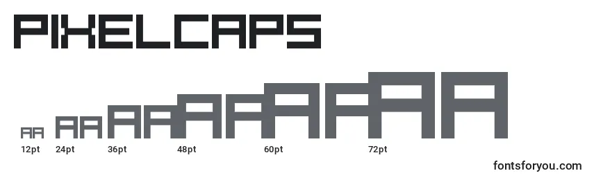 Größen der Schriftart Pixelcaps