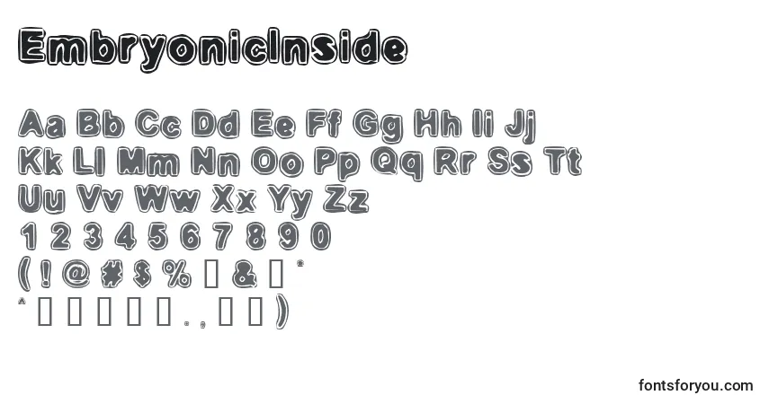 EmbryonicInside Font – alphabet, numbers, special characters