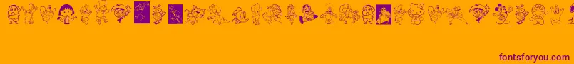 Cartoon1994-Schriftart – Violette Schriften auf orangefarbenem Hintergrund