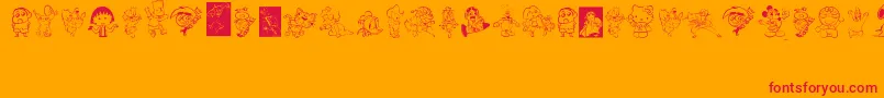 Cartoon1994-Schriftart – Rote Schriften auf orangefarbenem Hintergrund