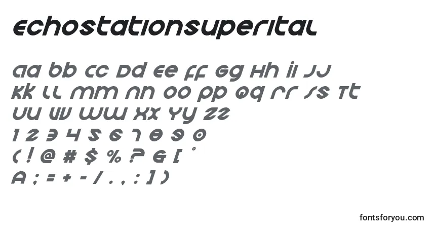 A fonte Echostationsuperital – alfabeto, números, caracteres especiais