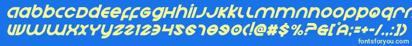 フォントEchostationsuperital – 黄色の文字、青い背景