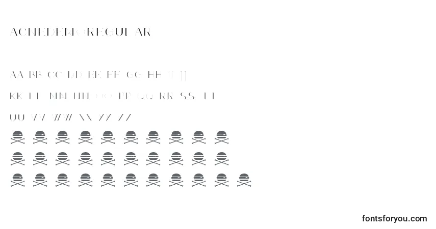 A fonte AcnedemoRegular – alfabeto, números, caracteres especiais