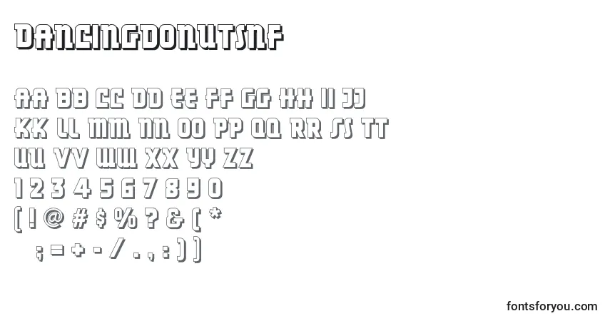 Czcionka Dancingdonutsnf – alfabet, cyfry, specjalne znaki