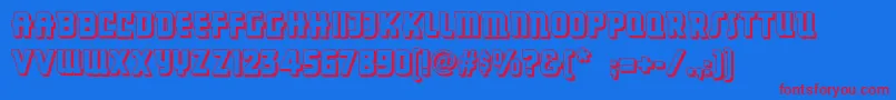 Dancingdonutsnf-Schriftart – Rote Schriften auf blauem Hintergrund