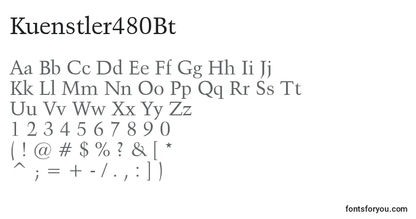 Czcionka Kuenstler480Bt – alfabet, cyfry, specjalne znaki