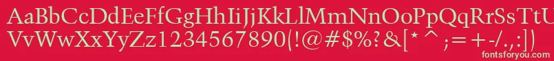 フォントKuenstler480Bt – 赤い背景に緑の文字