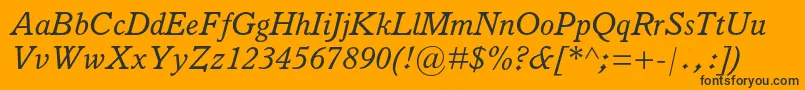 フォントItalianoldstylemtstdItalic – 黒い文字のオレンジの背景