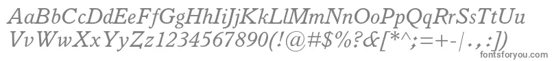 フォントItalianoldstylemtstdItalic – 白い背景に灰色の文字
