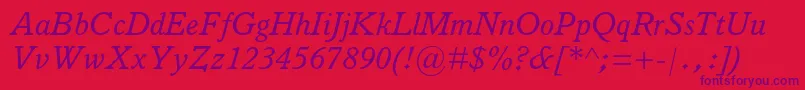 ItalianoldstylemtstdItalic Font – Purple Fonts on Red Background