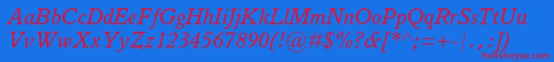 ItalianoldstylemtstdItalic Font – Red Fonts on Blue Background