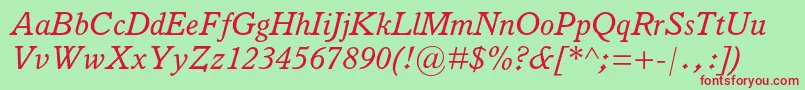 ItalianoldstylemtstdItalic Font – Red Fonts on Green Background