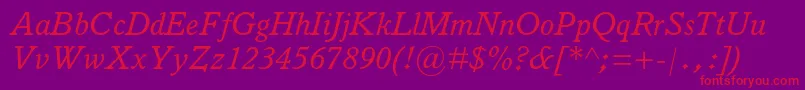 ItalianoldstylemtstdItalic Font – Red Fonts on Purple Background