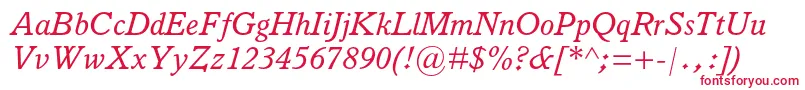ItalianoldstylemtstdItalic-fontti – punaiset fontit valkoisella taustalla