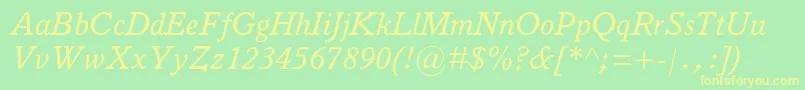 ItalianoldstylemtstdItalic Font – Yellow Fonts on Green Background
