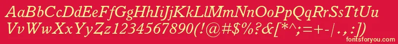 ItalianoldstylemtstdItalic Font – Yellow Fonts on Red Background