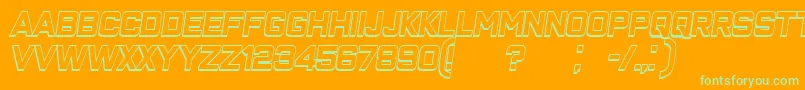 ClosenessOutlineItalic-Schriftart – Grüne Schriften auf orangefarbenem Hintergrund