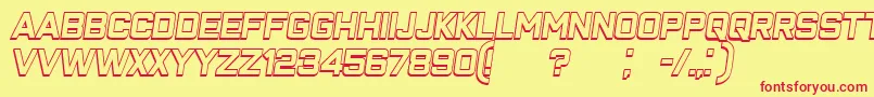 ClosenessOutlineItalic-Schriftart – Rote Schriften auf gelbem Hintergrund