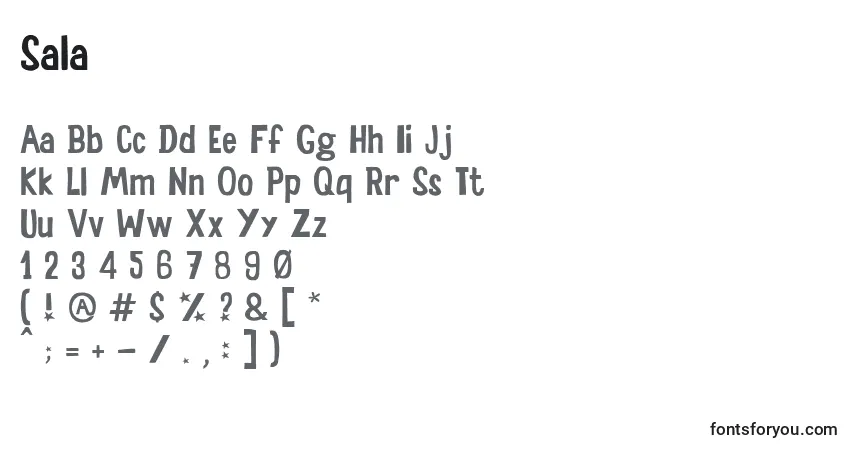 Шрифт Sala – алфавит, цифры, специальные символы