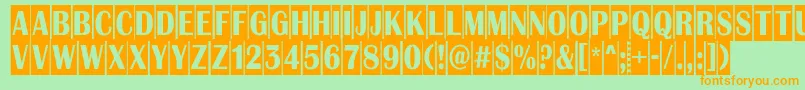 フォントAlbion9 – オレンジの文字が緑の背景にあります。