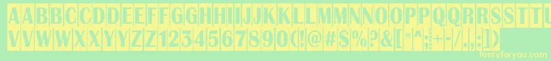 フォントAlbion9 – 黄色の文字が緑の背景にあります
