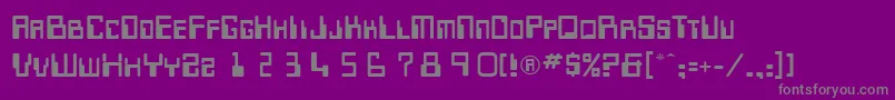 フォントTechnocratRegular – 紫の背景に灰色の文字