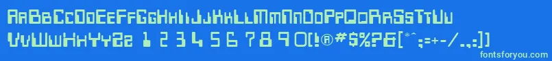 TechnocratRegular Font – Green Fonts on Blue Background