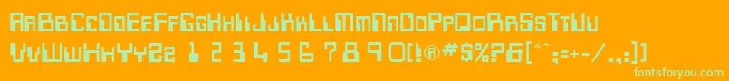 TechnocratRegular Font – Green Fonts on Orange Background