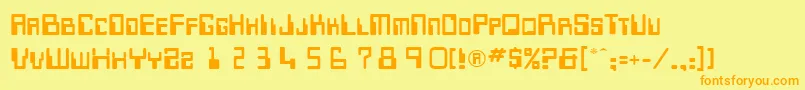 TechnocratRegular Font – Orange Fonts on Yellow Background