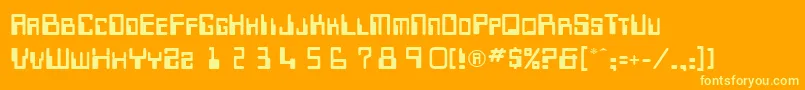 TechnocratRegular Font – Yellow Fonts on Orange Background