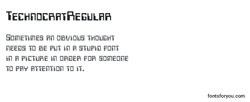 Review of the TechnocratRegular Font