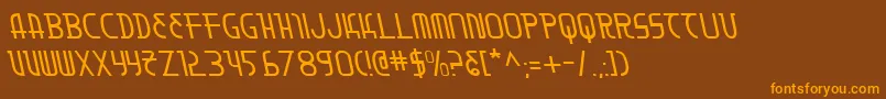 MoonDartLeftalic-Schriftart – Orangefarbene Schriften auf braunem Hintergrund