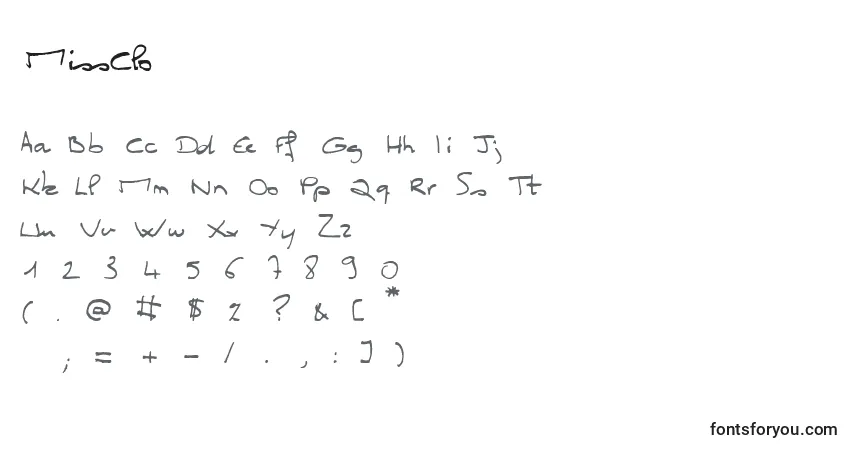 Schriftart MissClo – Alphabet, Zahlen, spezielle Symbole