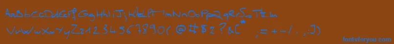 MissClo-Schriftart – Blaue Schriften auf braunem Hintergrund