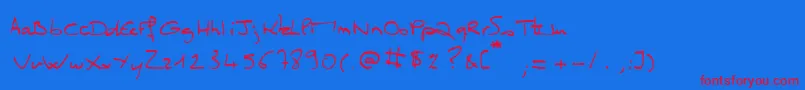 MissClo Font – Red Fonts on Blue Background