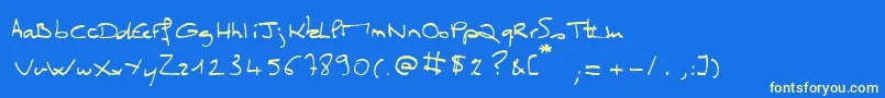 フォントMissClo – 黄色の文字、青い背景