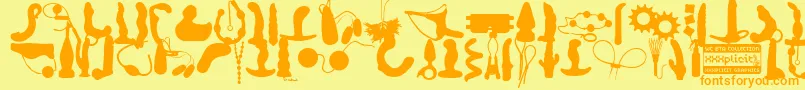 WcXxxplicitBta Font – Orange Fonts on Yellow Background