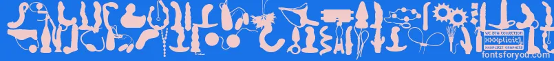フォントWcXxxplicitBta – ピンクの文字、青い背景