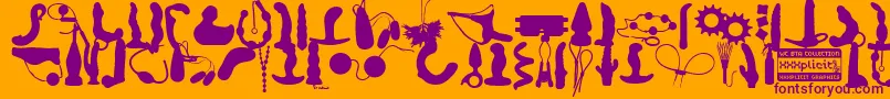 フォントWcXxxplicitBta – オレンジの背景に紫のフォント