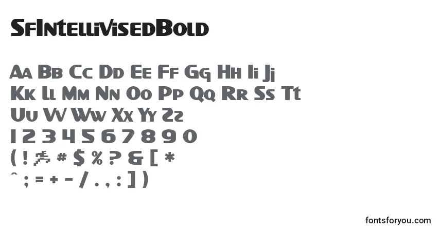 A fonte SfIntellivisedBold – alfabeto, números, caracteres especiais
