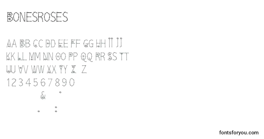 characters of bonesroses font, letter of bonesroses font, alphabet of  bonesroses font