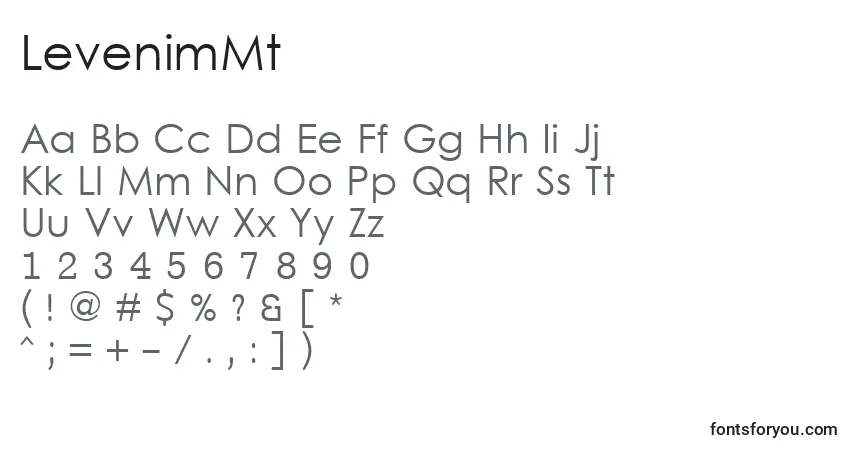 characters of levenimmt font, letter of levenimmt font, alphabet of  levenimmt font
