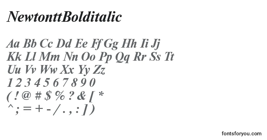 Шрифт NewtonttBolditalic – алфавит, цифры, специальные символы